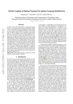 Partial Coupling of Optimal Transport for Spoken Language Identification