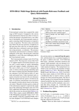 IITD-DBAI: Multi-Stage Retrieval with Pseudo-Relevance Feedback and
  Query Reformulation