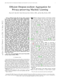 Efficient Dropout-resilient Aggregation for Privacy-preserving Machine
  Learning