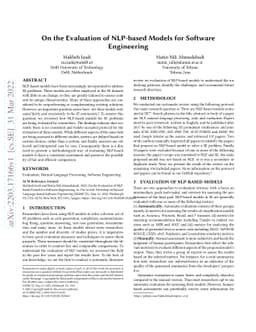 On the Evaluation of NLP-based Models for Software Engineering
