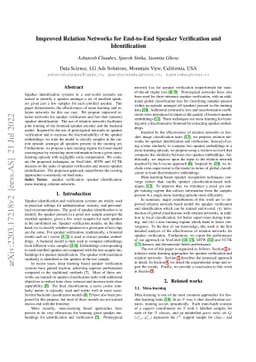 Improved Relation Networks for End-to-End Speaker Verification and
  Identification