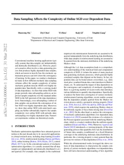 Data Sampling Affects the Complexity of Online SGD over Dependent Data