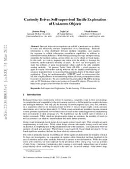 Curiosity Driven Self-supervised Tactile Exploration of Unknown Objects