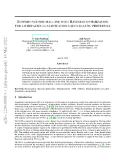 Support-vector-machine with Bayesian optimization for lithofacies
  classification using elastic properties