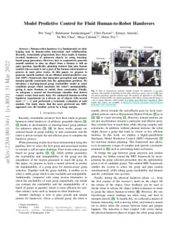 Model Predictive Control for Fluid Human-to-Robot Handovers
