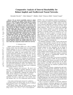 Comparative Analysis of Interval Reachability for Robust Implicit and
  Feedforward Neural Networks