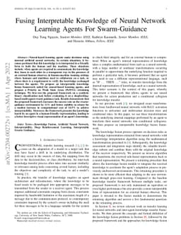 Fusing Interpretable Knowledge of Neural Network Learning Agents For
  Swarm-Guidance