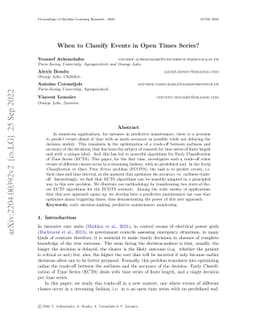 When to Classify Events in Open Times Series?