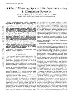 A Global Modeling Approach for Load Forecasting in Distribution Networks