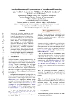 Learning Disentangled Representations of Negation and Uncertainty