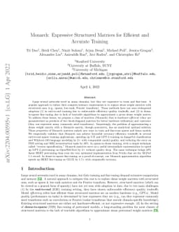 Monarch: Expressive Structured Matrices for Efficient and Accurate
  Training