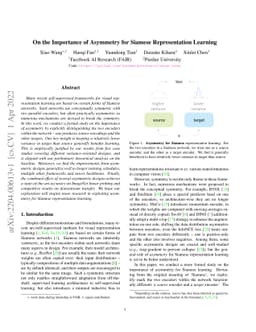 On the Importance of Asymmetry for Siamese Representation Learning