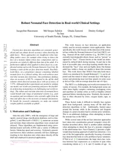 Robust Neonatal Face Detection in Real-world Clinical Settings