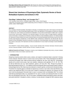 Shared User Interfaces of Physiological Data: Systematic Review of
  Social Biofeedback Systems and Contexts in HCI