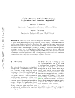 Analysis of Sparse Subspace Clustering: Experiments and Random
  Projection