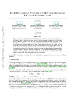 Path Development Network with Finite-dimensional Lie Group
  Representation