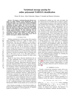 Variational message passing for online polynomial NARMAX identification