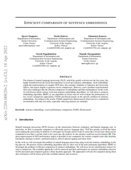 Efficient comparison of sentence embeddings