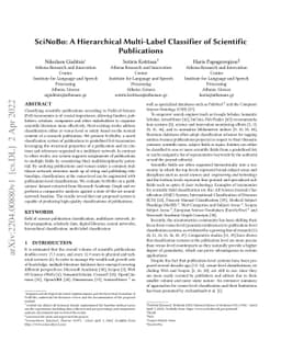 SciNoBo : A Hierarchical Multi-Label Classifier of Scientific
  Publications