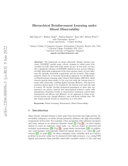 Hierarchical Reinforcement Learning under Mixed Observability