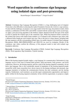 Word separation in continuous sign language using isolated signs and
  post-processing