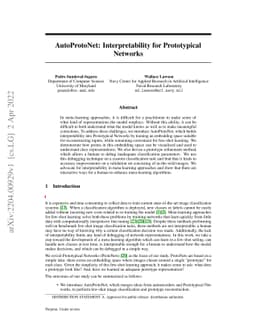 AutoProtoNet: Interpretability for Prototypical Networks