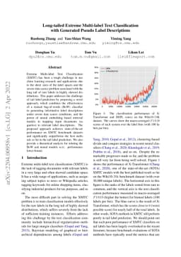 Long-tailed Extreme Multi-label Text Classification with Generated
  Pseudo Label Descriptions
