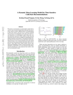 A Dynamic Meta-Learning Model for Time-Sensitive Cold-Start
  Recommendations