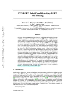 POS-BERT: Point Cloud One-Stage BERT Pre-Training