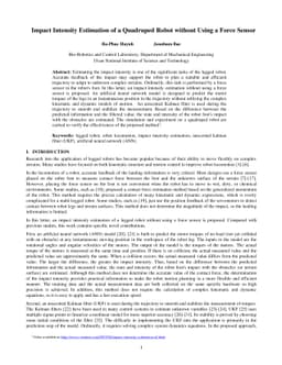 Impact Intensity Estimation of a Quadruped Robot without Using a Force
  Sensor