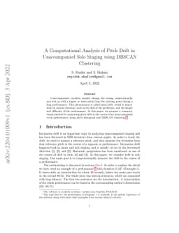 A Computational Analysis of Pitch Drift in Unaccompanied Solo Singing
  using DBSCAN Clustering