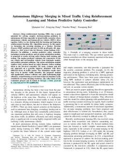 Autonomous Highway Merging in Mixed Traffic Using Reinforcement Learning
  and Motion Predictive Safety Controller
