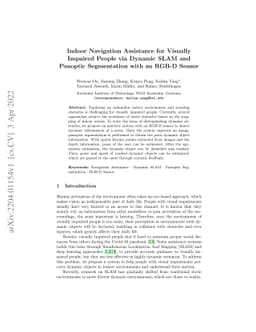 Indoor Navigation Assistance for Visually Impaired People via Dynamic
  SLAM and Panoptic Segmentation with an RGB-D Sensor