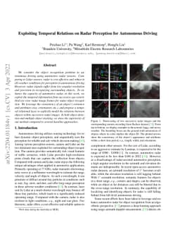 Exploiting Temporal Relations on Radar Perception for Autonomous Driving