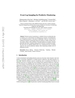 Event Log Sampling for Predictive Monitoring