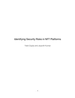 Identifying Security Risks in NFT Platforms