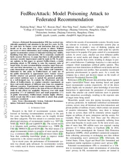FedRecAttack: Model Poisoning Attack to Federated Recommendation