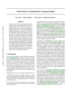 Which Tricks Are Important for Learning to Rank?