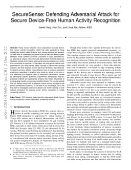 SecureSense: Defending Adversarial Attack for Secure Device-Free Human
  Activity Recognition