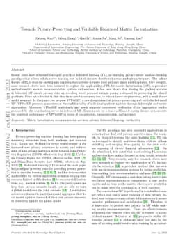 Towards Privacy-Preserving and Verifiable Federated Matrix Factorization