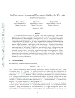 On Convergence Lemma and Convergence Stability for Piecewise Analytic
  Functions