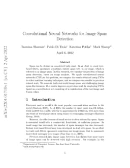 Convolutional Neural Networks for Image Spam Detection