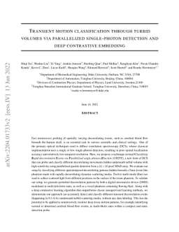 Transient motion classification through turbid volumes via parallelized
  single-photon detection and deep contrastive embedding