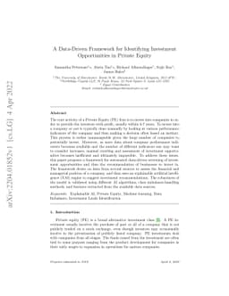 A Data-Driven Framework for Identifying Investment Opportunities in
  Private Equity