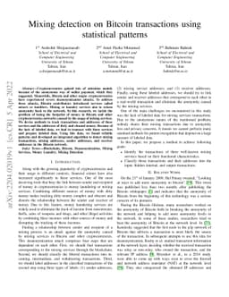 Mixing detection on Bitcoin transactions using statistical patterns