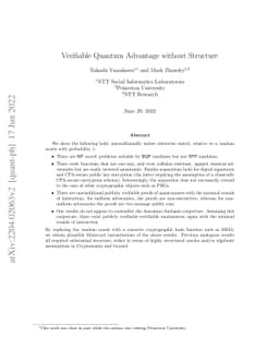 Verifiable Quantum Advantage without Structure