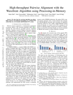 High-throughput Pairwise Alignment with the Wavefront Algorithm using
  Processing-in-Memory