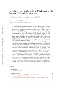 Fiat-Shamir for Proofs Lacks a Proof Even in the Presence of Shared
  Entanglement