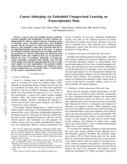 Cancer Subtyping via Embedded Unsupervised Learning on Transcriptomics
  Data