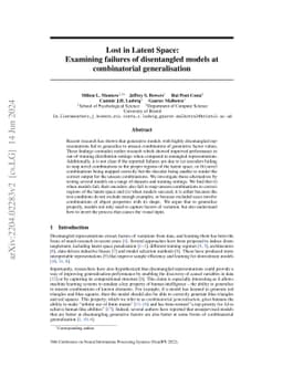 Lost in Latent Space: Disentangled Models and the Challenge of
  Combinatorial Generalisation
